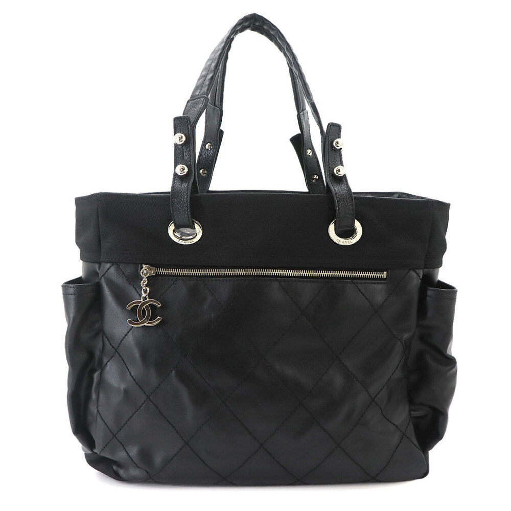 CHANEL Black Leather Tote Bag